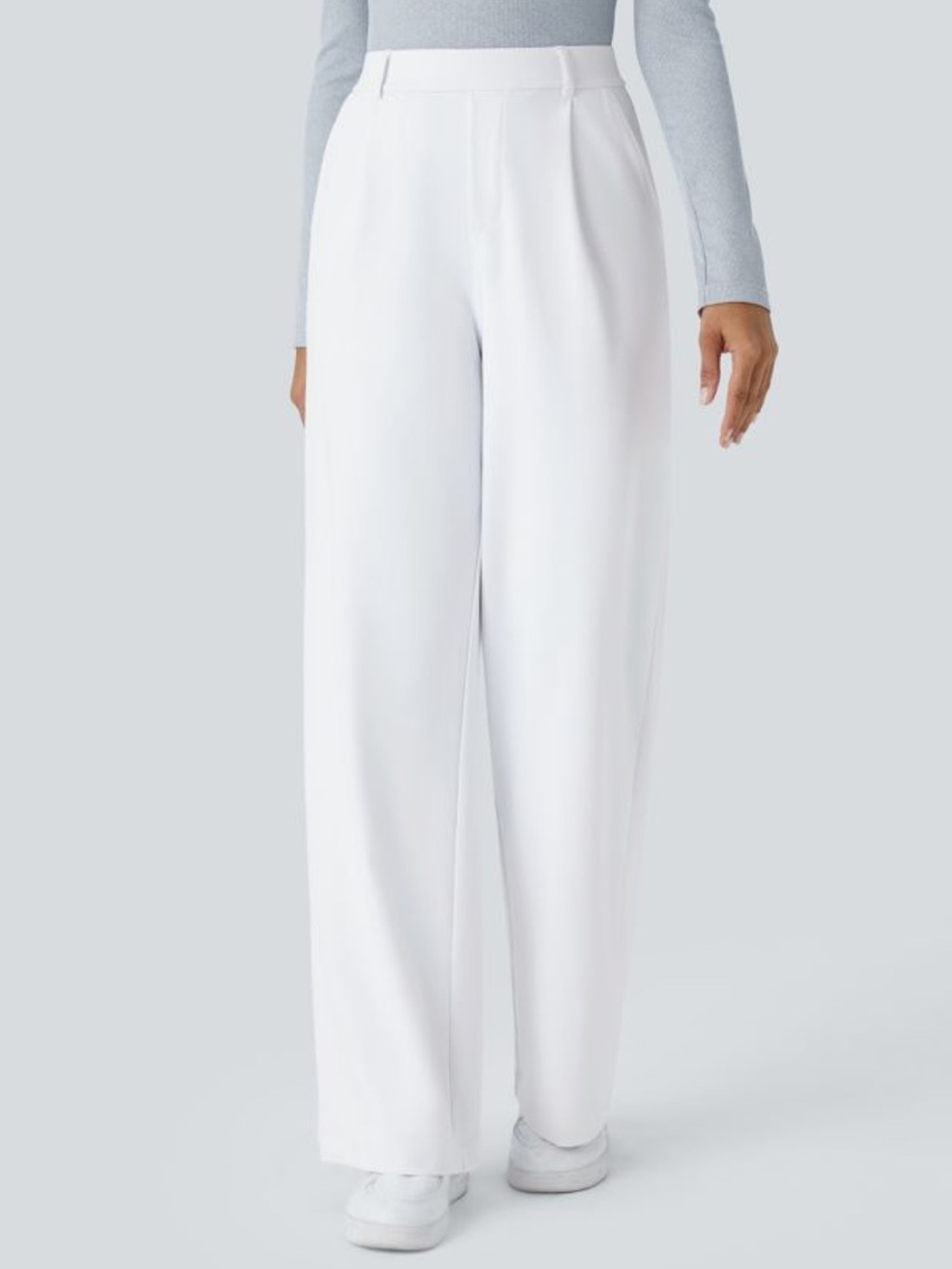 HALARA Wide-Leg High-Waist Pants — White